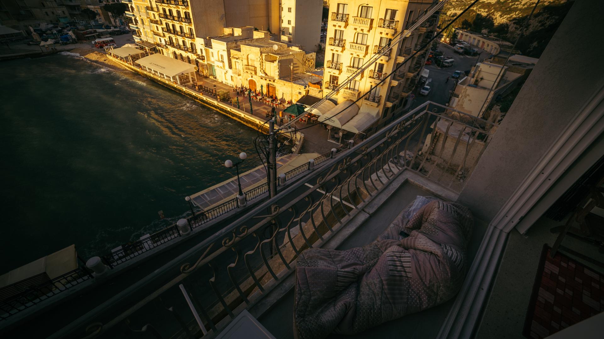 Schlafsack Schlafen Balkon