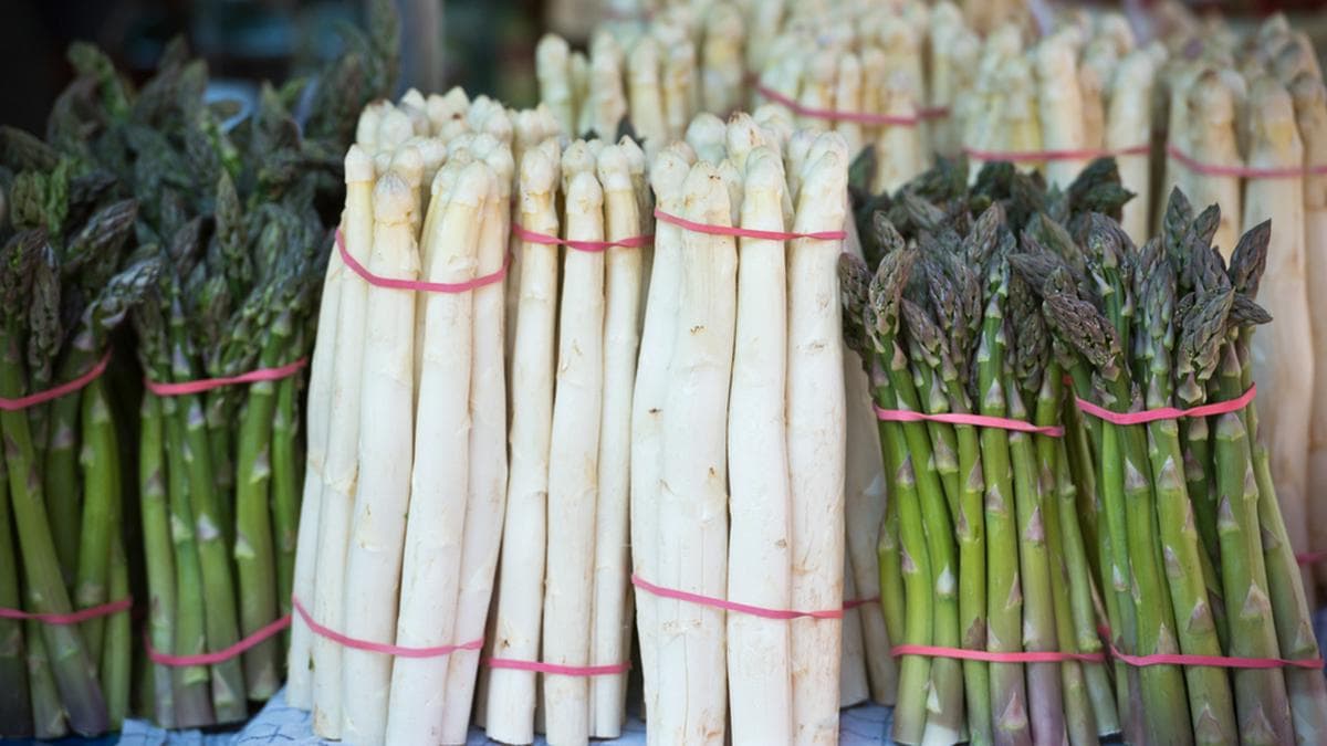 Weißen und grünen Spargel gibt es meistens ab Mitte April zu kaufen.. © dvoevnore/Shutterstock.com