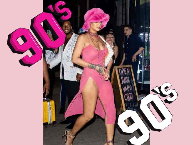 Rihanna ganz in Pink gekleidet