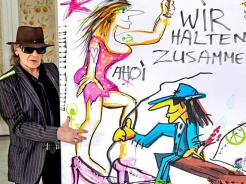 Das von Udo Lindenberg gemalte Kunstwerk wurde im Rahmen einer Spendenaktion der ARD versteigert.. © Tine Acke