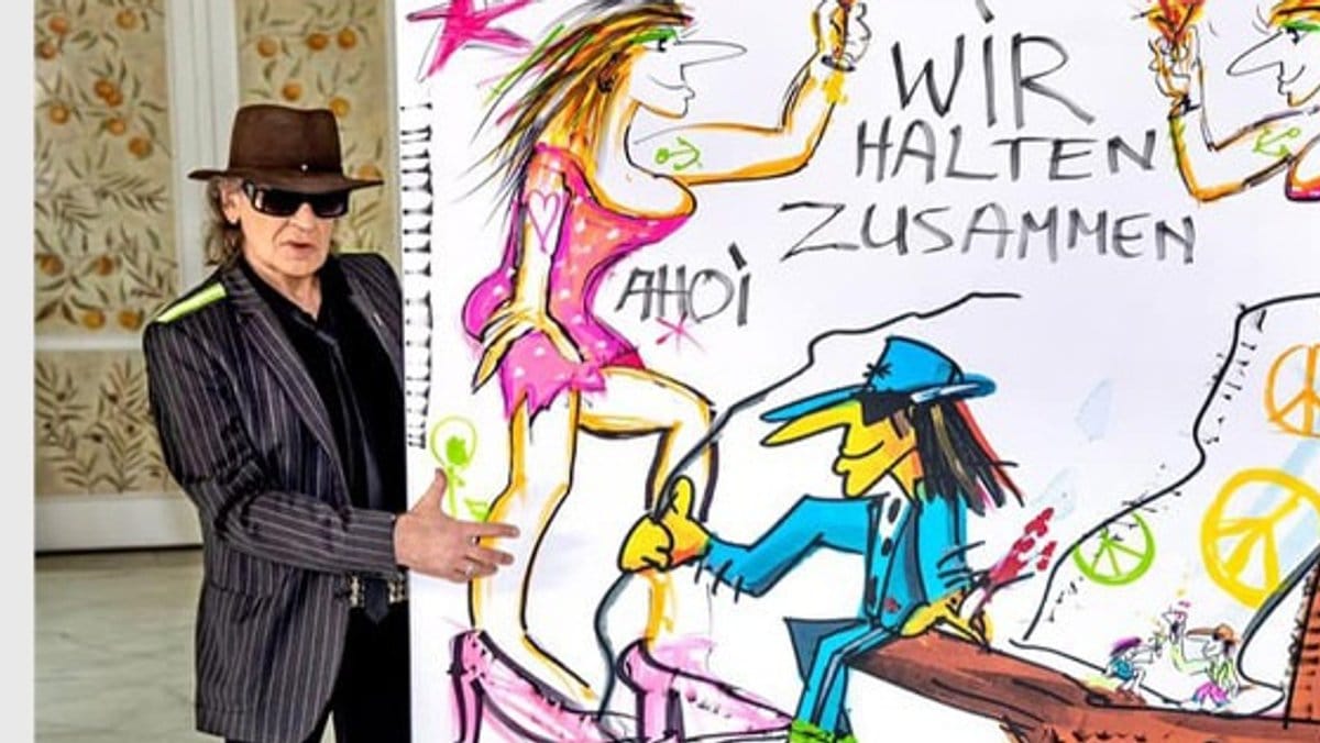 Das von Udo Lindenberg gemalte Kunstwerk wurde im Rahmen einer Spendenaktion der ARD versteigert.. © Tine Acke