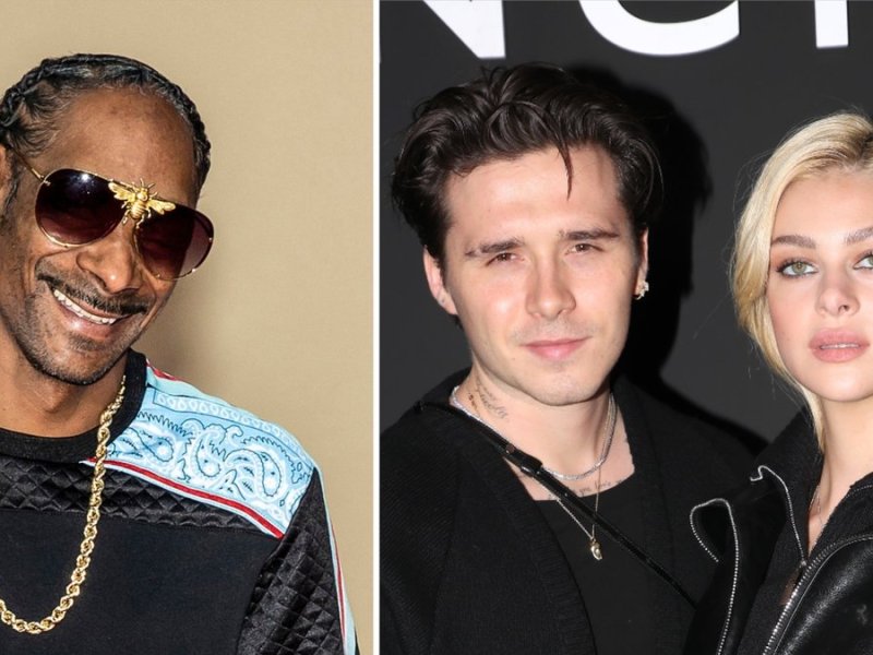 Snoop Dogg (l.) wird Brooklyn Beckham und Nicola Peltz' Hochzeits-DJ.. © [M] Ovidiu Hrubaru/Shutterstock.com / getty/Bertrand Rindoff Petroff/Getty Images