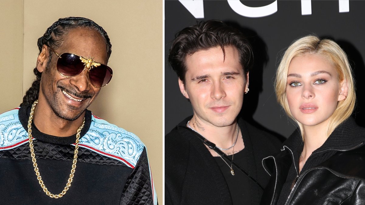 Snoop Dogg (l.) wird Brooklyn Beckham und Nicola Peltz' Hochzeits-DJ.. © [M] Ovidiu Hrubaru/Shutterstock.com / getty/Bertrand Rindoff Petroff/Getty Images