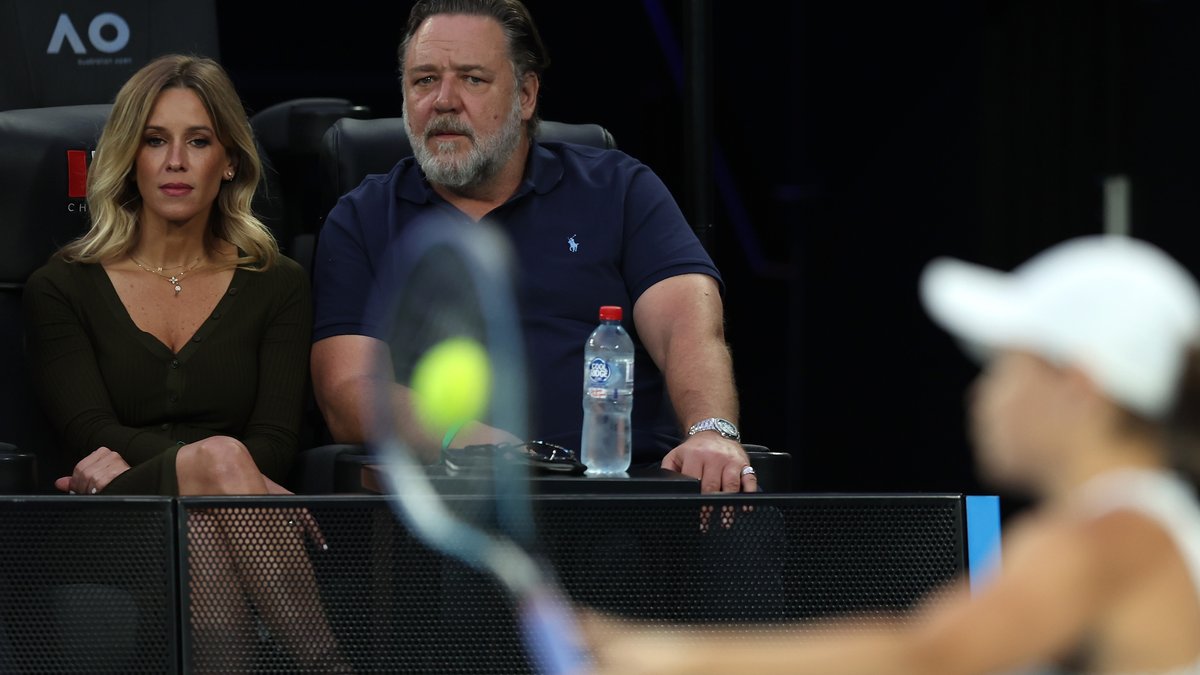 Russell Crowe und seine Britney bei den Australian Open.. © getty/Graham Denholm / Getty Images