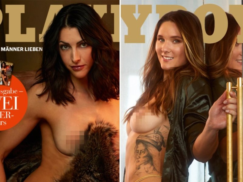 Janine Flock (li.) und Lisa Buckwitz auf ihrem jeweiligen "Playboy"-Cover. © Sacha Tassilo Höchstetter für PLAYBOY / Irene Schaur für PLAYBOY