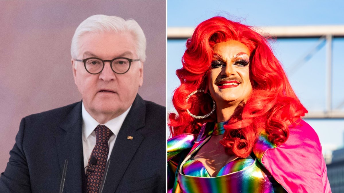 Frank-Walter Steinmeier (li.) bleibt Bundespräsident  - ob er auch von Dragqueen Gloria Viagra eine Stimme erhielt