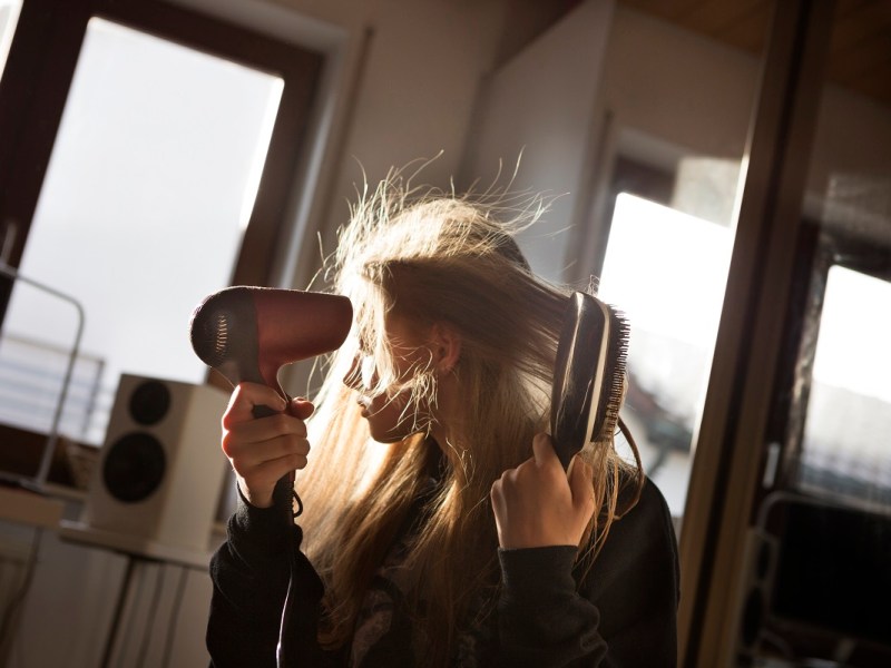 Haare Lufttrocknen Föhnen