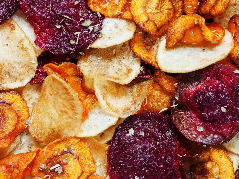 Kartoffeln, rote Bete; Chips selber machen