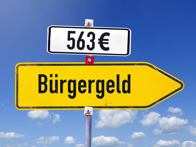 Ein Schild mit der Aufschrift BÃ¼rgergeld.