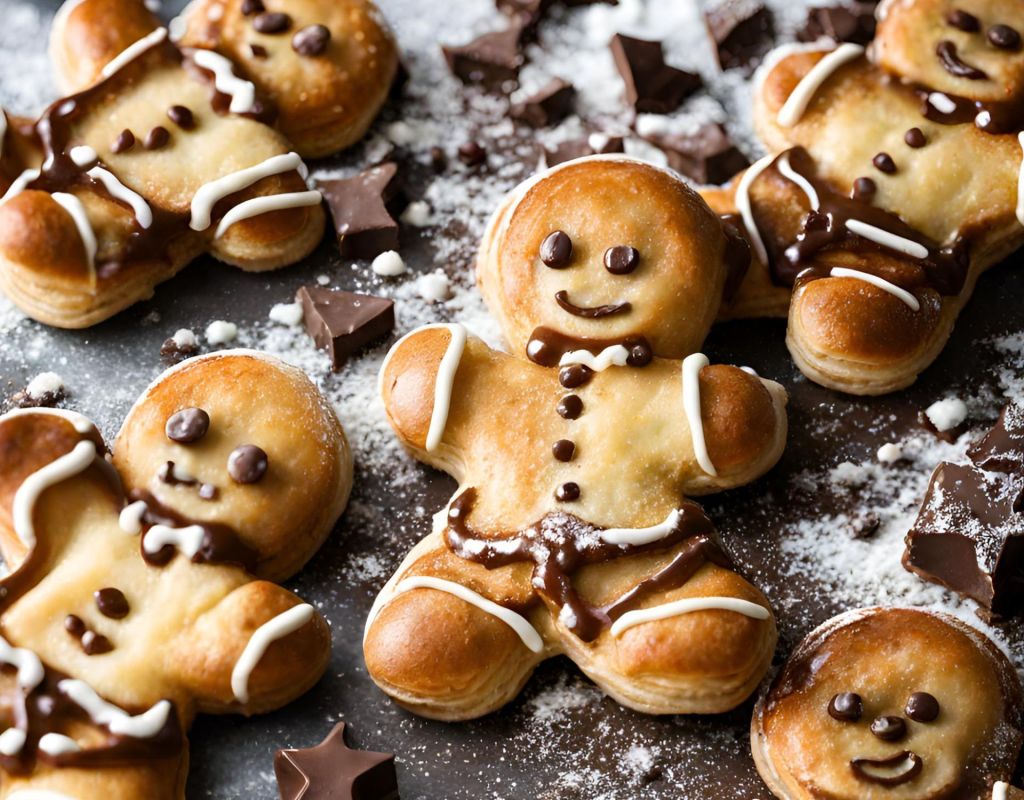 Lebkuchen-Form mit Blätterteig und Nutella