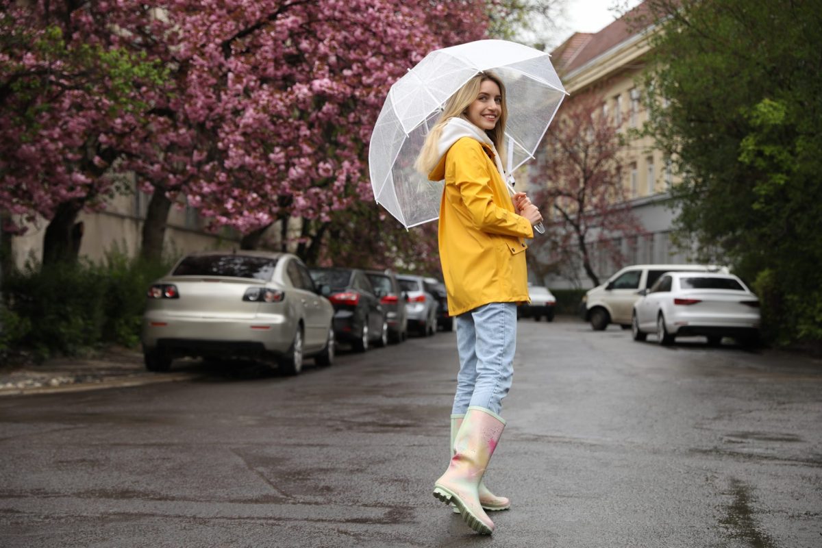 Frau in Regenjacke