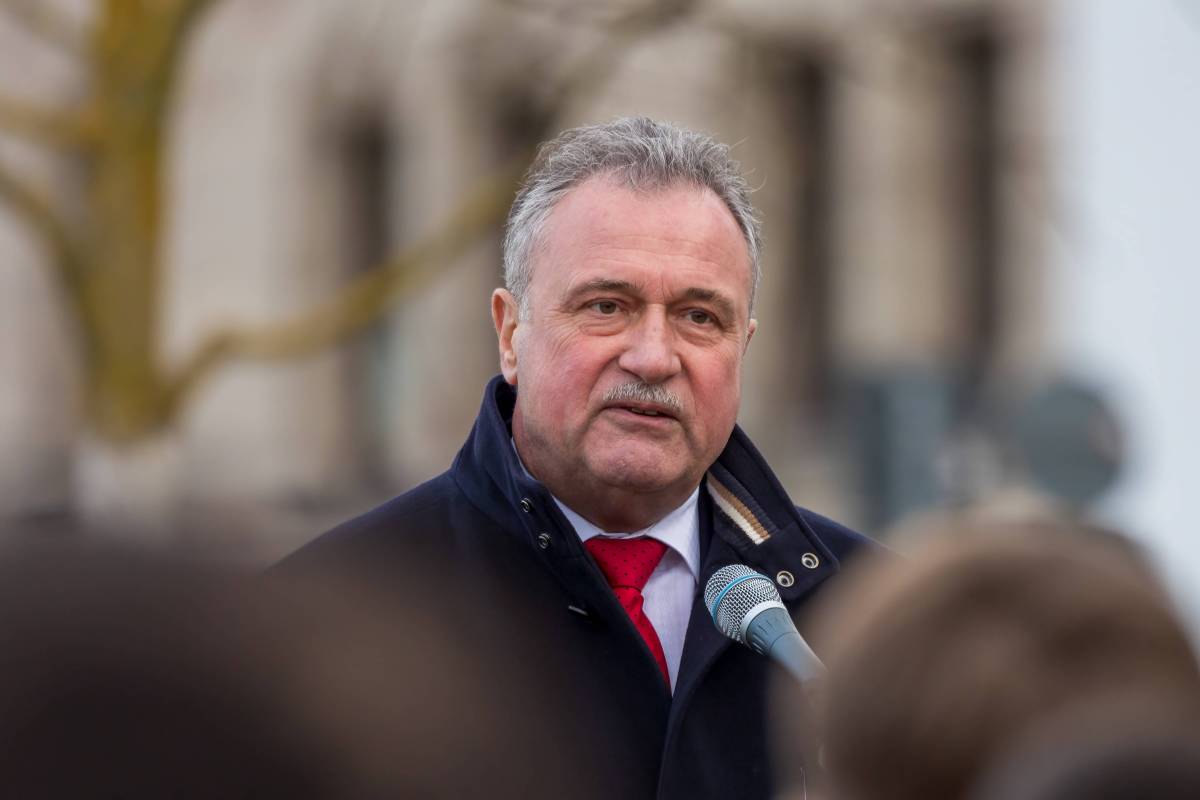 GDL-Chef Claus Weselsky bei einer Demonstration der Lokführer:innen.