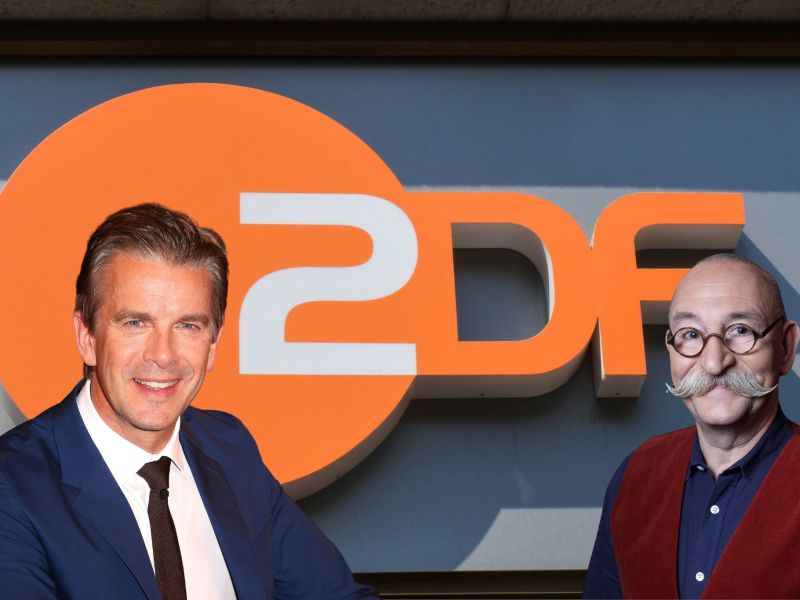 Markus Lanz und Horst Lichter vor dem ZDF-Logo.