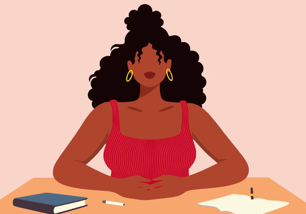 Frau Schreibtisch minimalistisch