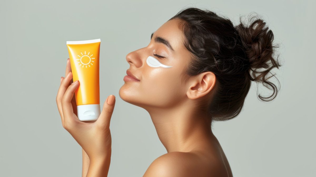 Frau mit Sonnencreme