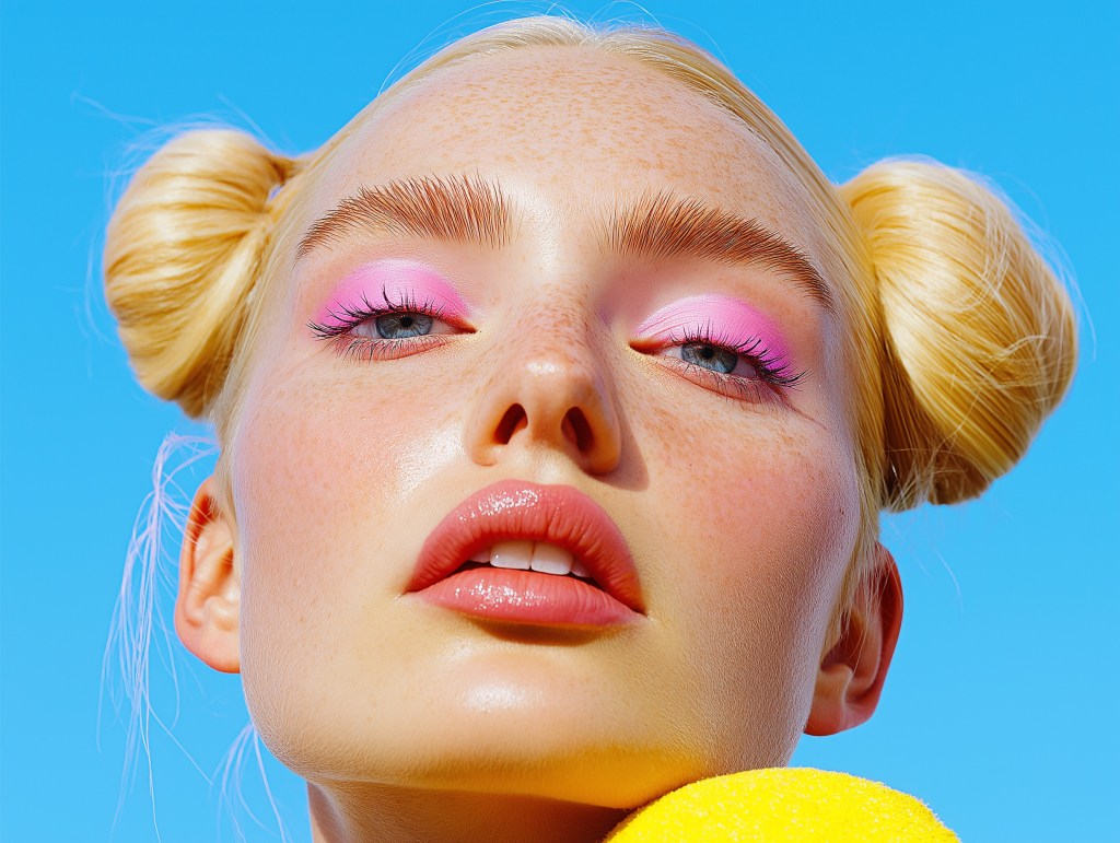 Frau mit pinken Lidschatten