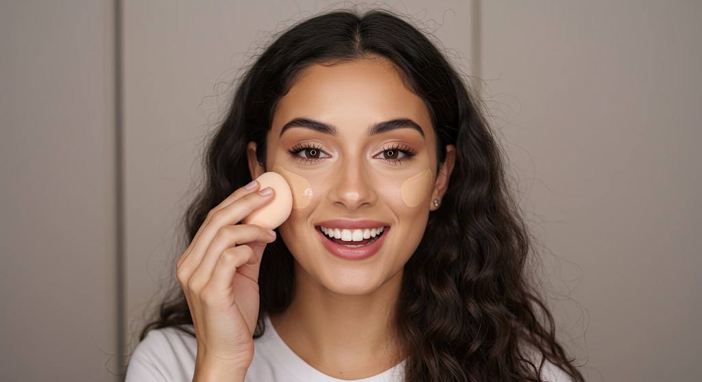 Frau nutzt Beautyblender