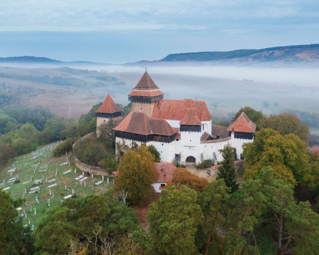 Kirche von Viscri von oben