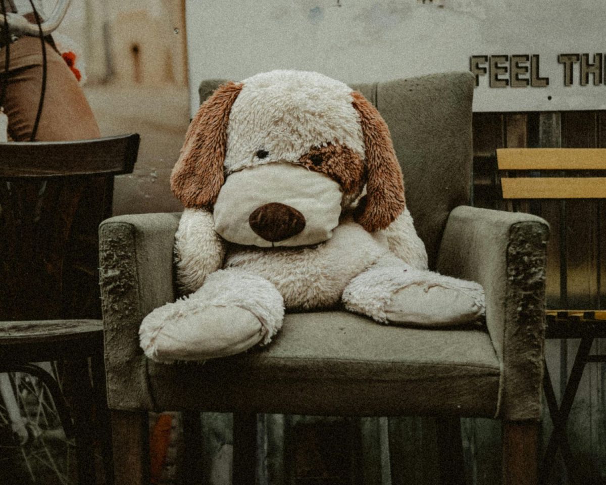 Altes Kuscheltier auf einem alten Sessel